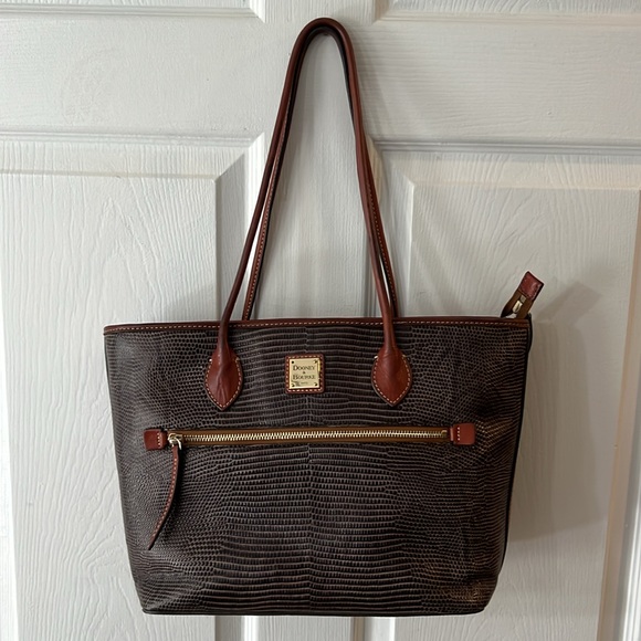 Dooney & Bourke Large Embossed Lizard Leather Tote
